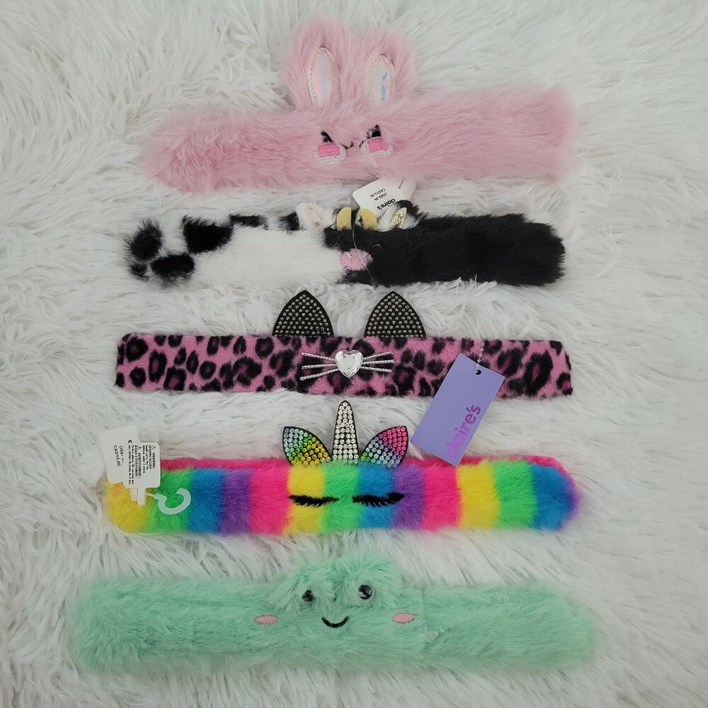 Claire's Plush Slap Bracelet Set